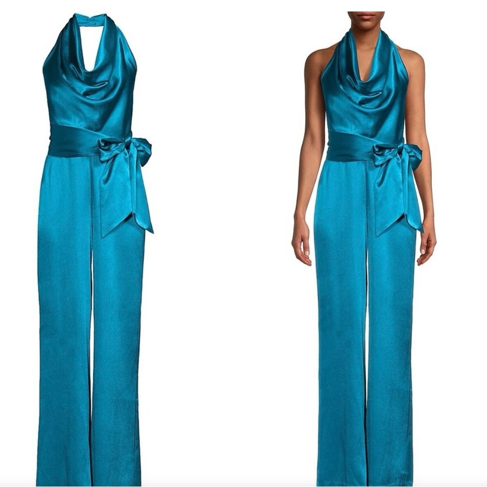 Aidan Mattox Satin Cowl Neck Jumpsuit